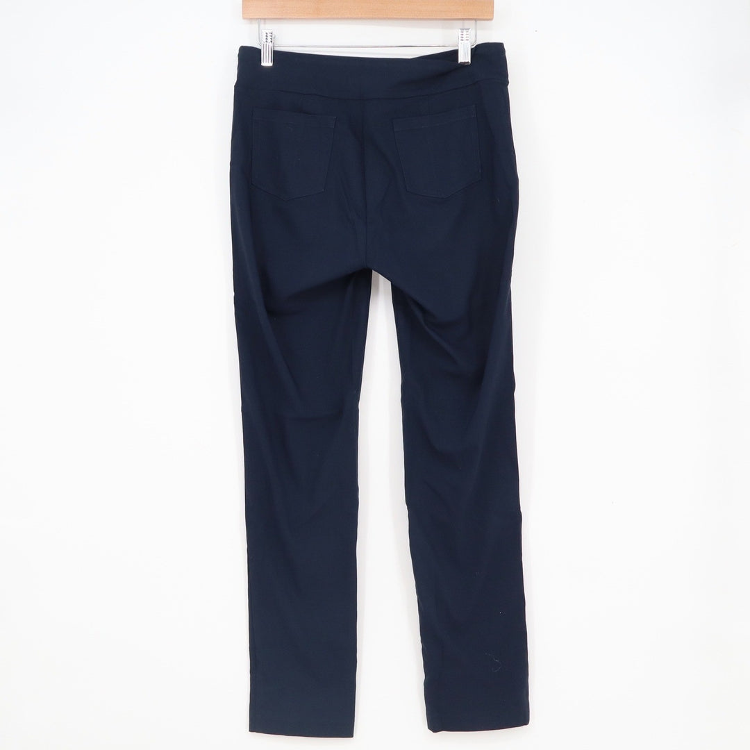 J.McLaughlin Navy Blue Stretch Pull On Slim Leg Pants Back Pockets Womens Size 8