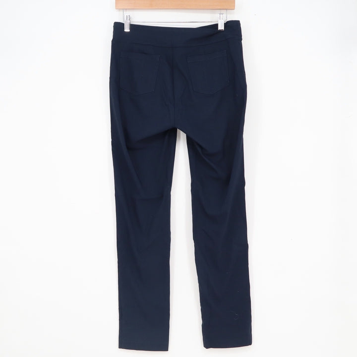 J.McLaughlin Navy Blue Stretch Pull On Slim Leg Pants Back Pockets Womens Size 8
