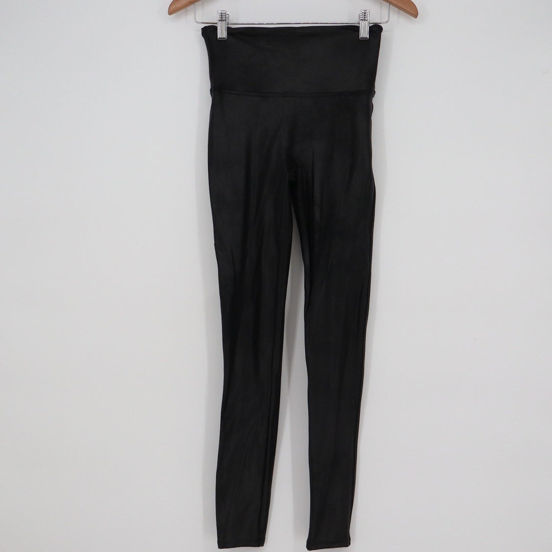 Spanx Faux Leather Leggings Black High Rise Shaping Skinny Pants Medium M M/M