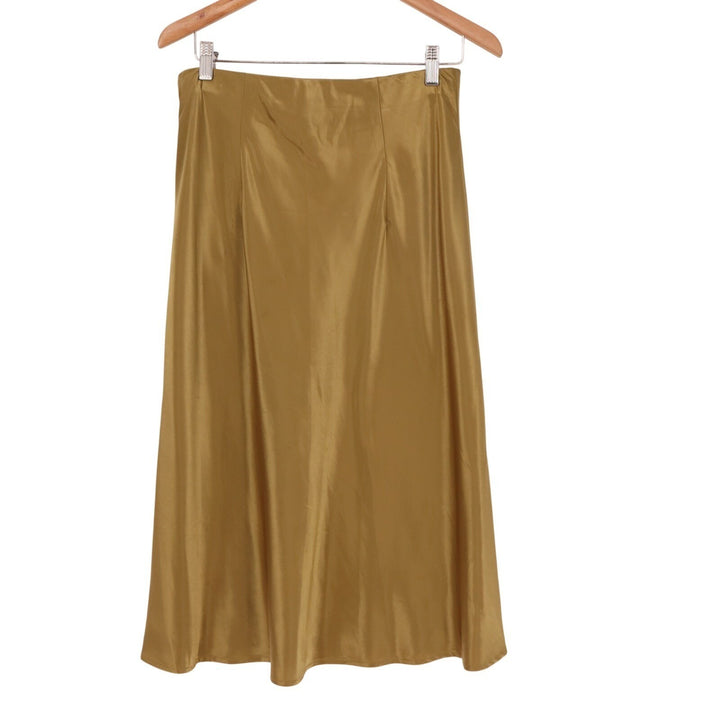 Rachel Zoe 2-Piece Set Womens M Olive Green Button-Down Shirt & Slip Skirt Satin