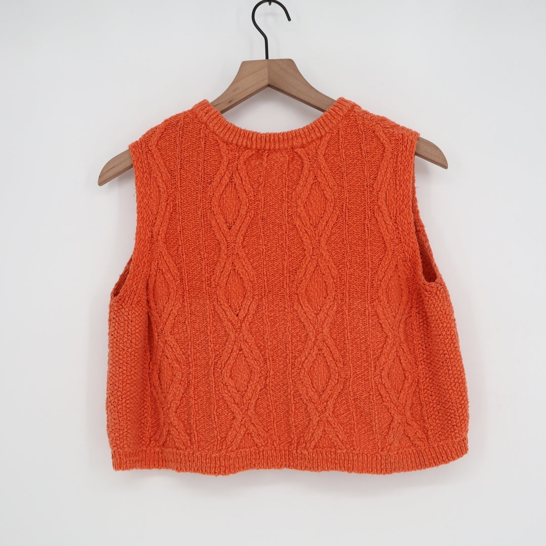 Universal Thread Orange Cable Knit Cotton Sweater Vest Womens Large KLQ 023