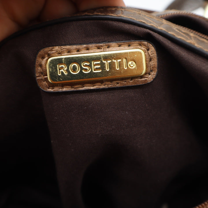 Rosetti Shoulder Bag Womens Medium Croc Embossed Bronze Faux Leather Excellent