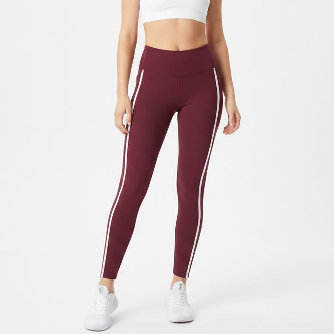 DSG Activate High-Rise Legging Burgundy White Piping Side Pockets Size S NEW