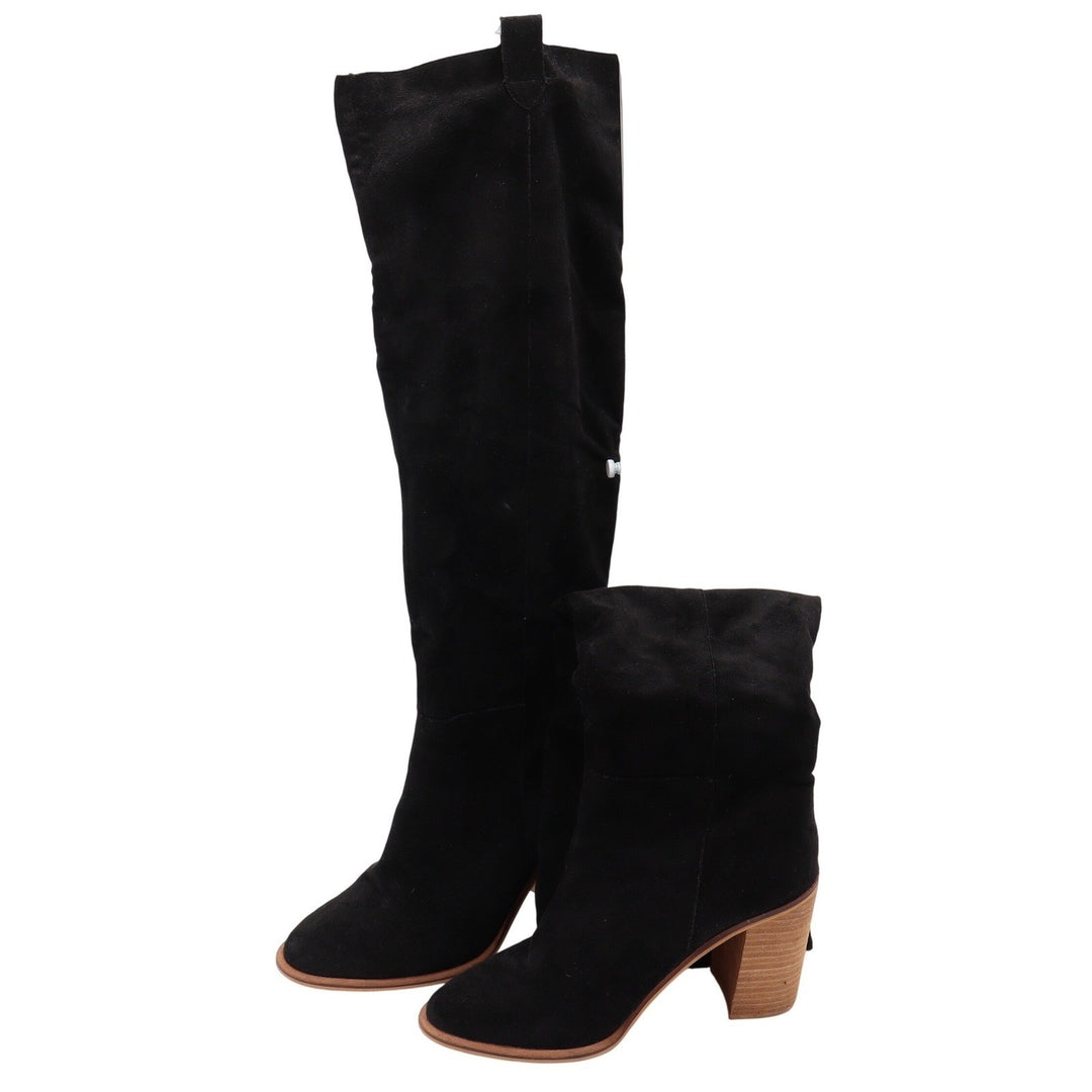 Mi.iM Womens Black Faux Suede Over The Knee Block Heel Boots Size 9 Pointed Toe