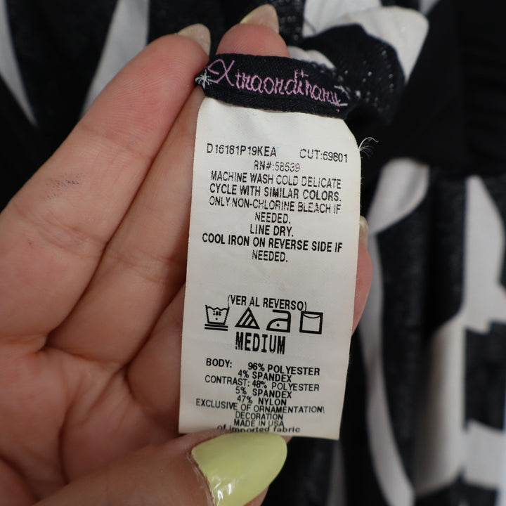 Xtraordinary Zebra Print Halter Dress Black White Glitter Tulle Hem Medium USA