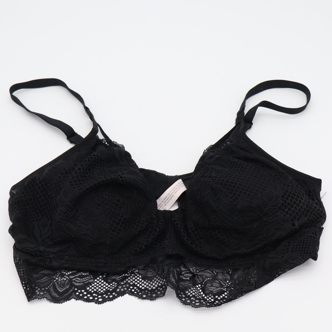 Auden Bralette Womens L Lightly Lined Lace Longline Black Adjustable Excellent