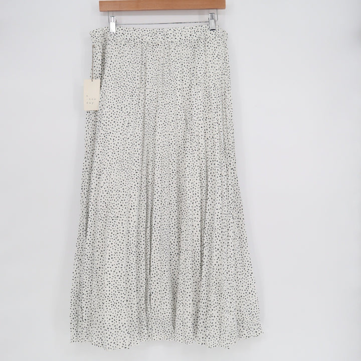 A New Day Womens White Black Speckled Elastic Waist Midi Skirt Large