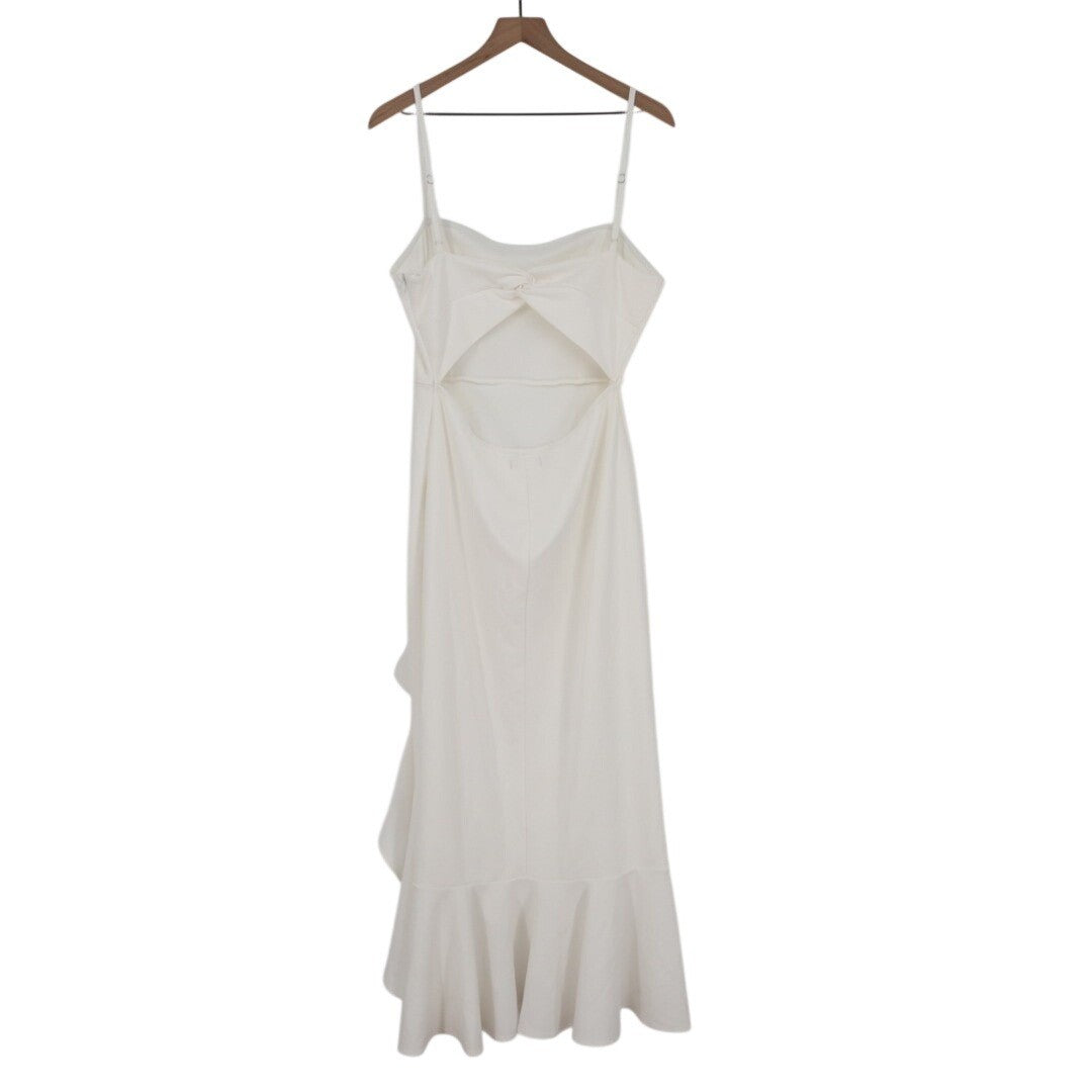 Lulus Iveta Midi Dress Women XL White Cutout Ruffled Sleeveless Adjustable Strap