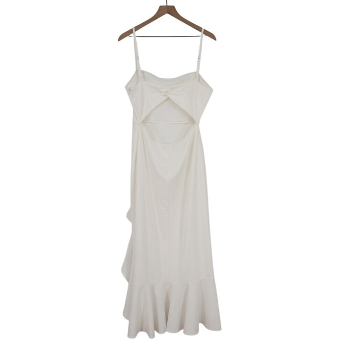 Lulus Iveta Midi Dress Women XL White Cutout Ruffled Sleeveless Adjustable Strap