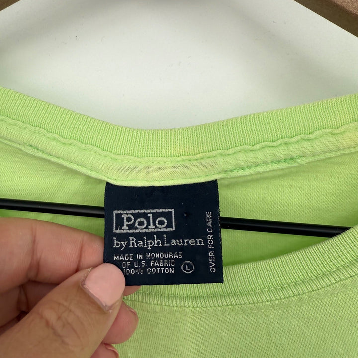 Polo Ralph Lauren Lime Green Cotton T Shirt Mens Large Pony Logo Tee Shirt
