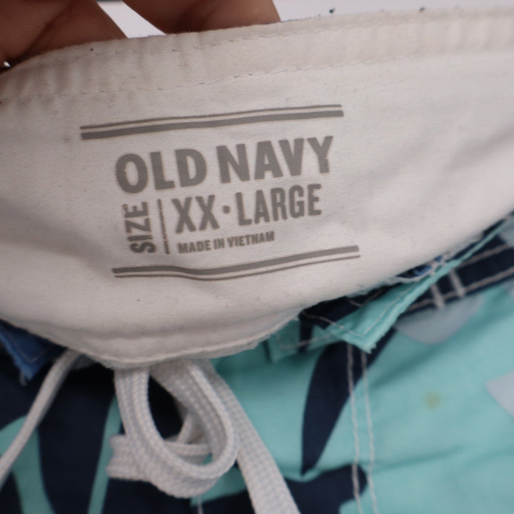 Old Navy Swim Trunks Mens XXL Floral Tropical Blue Cargo Pocket Good