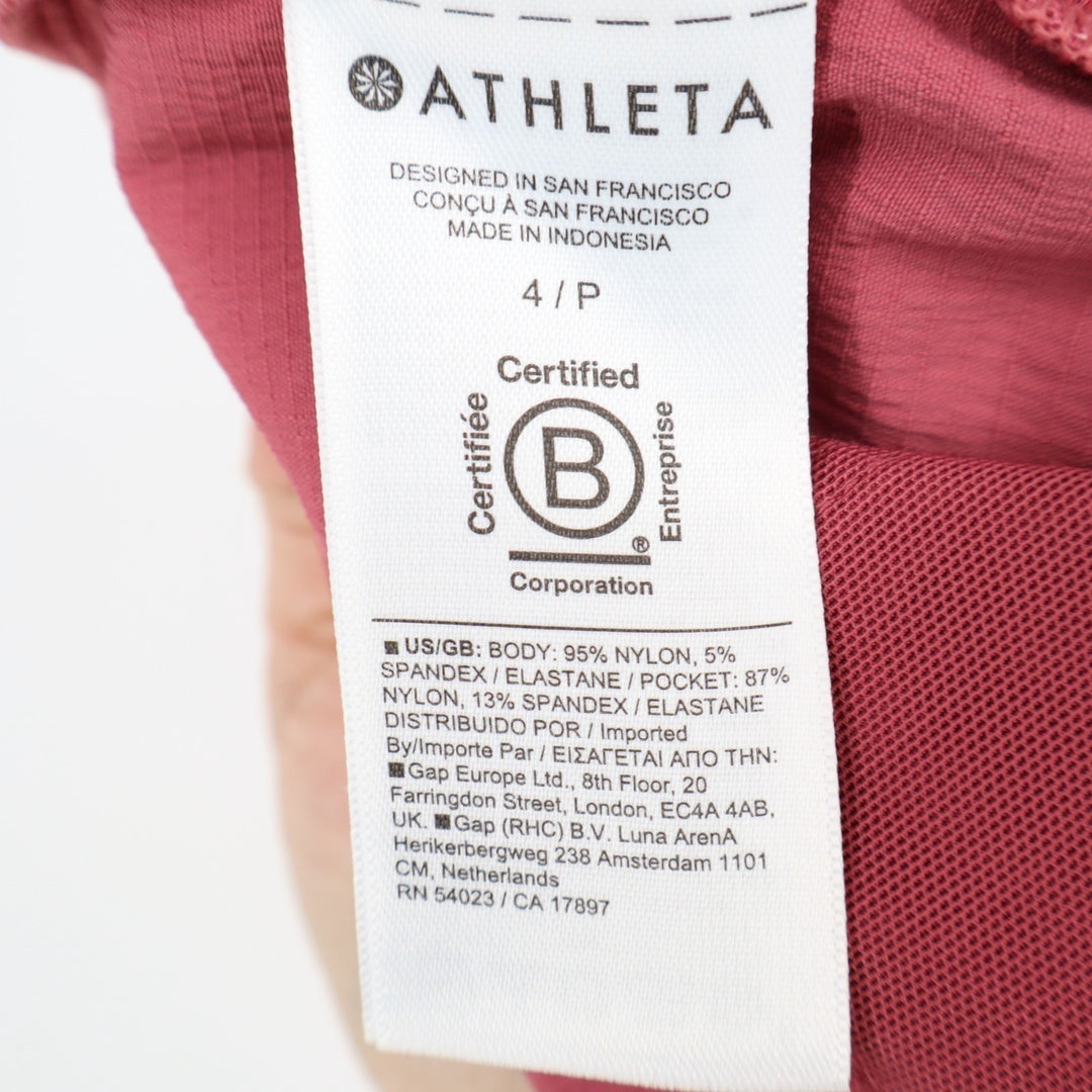 Athleta Athletic Pants Womens 4P Rose Pink Stretch Zip Front Pockets Skinny Leg
