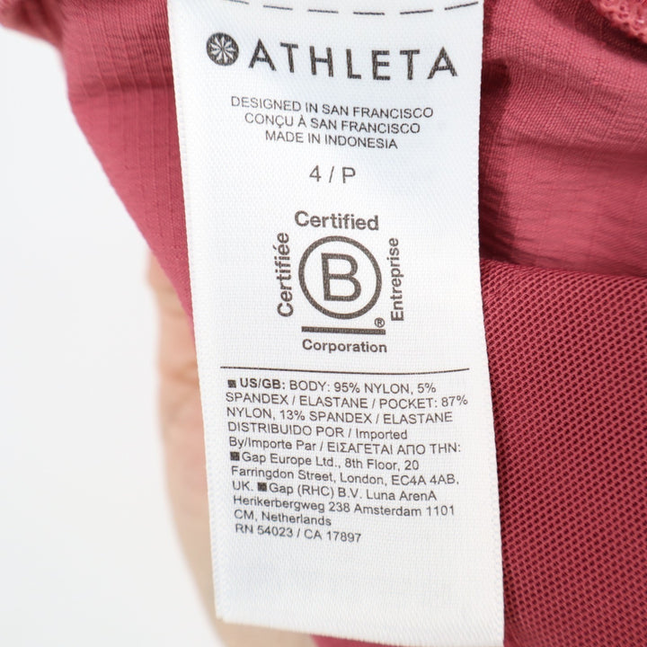 Athleta Athletic Pants Womens 4P Rose Pink Stretch Zip Front Pockets Skinny Leg