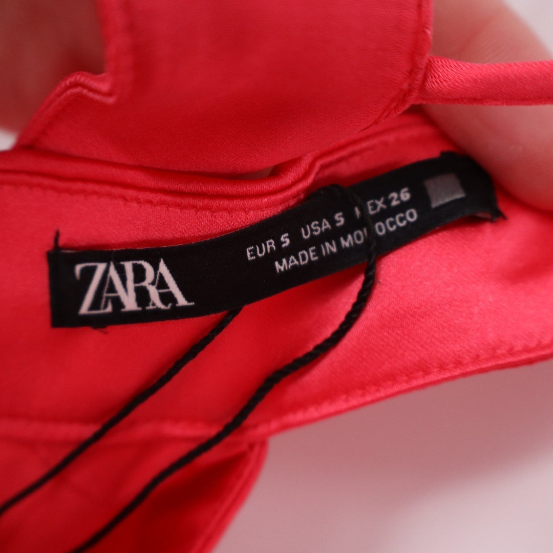Zara Midi Dress Womens Small Pink Cut Out V-Neck Strappy Backless Cocktail Party