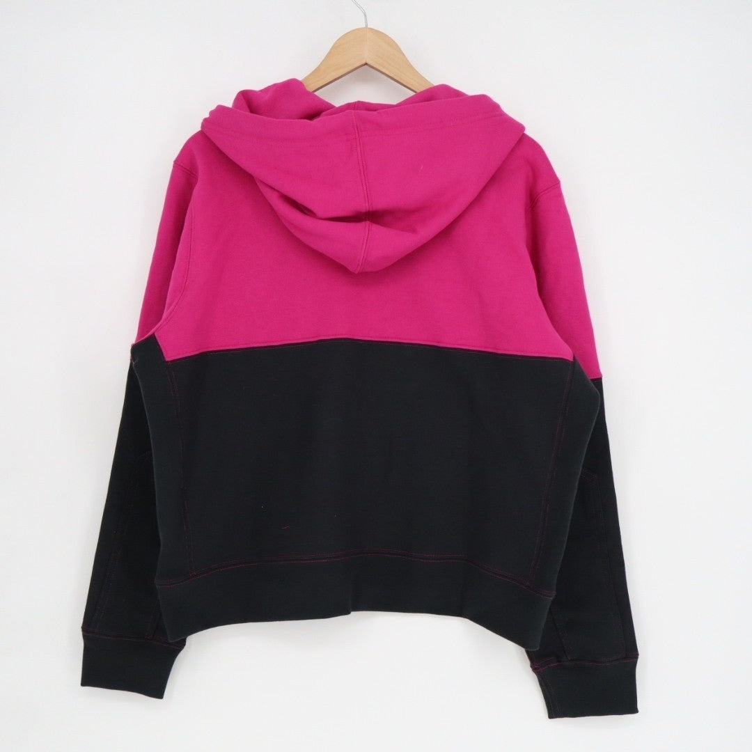 American Giant Hoodie Womens Large Pink Black Logo Fleece Lined Full Zip