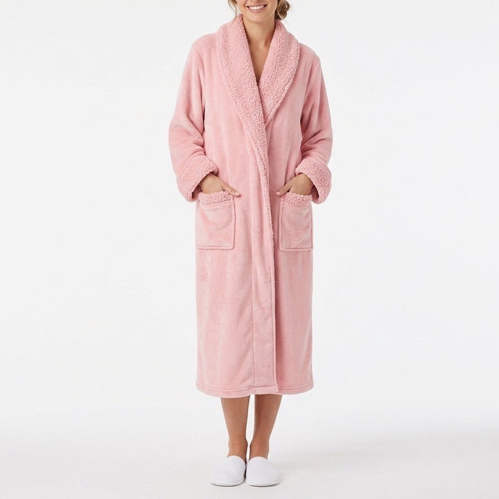 Charter Club Intimates Bathrobe Womens XL/2XL Pink Fleece Pockets Shawl Collar
