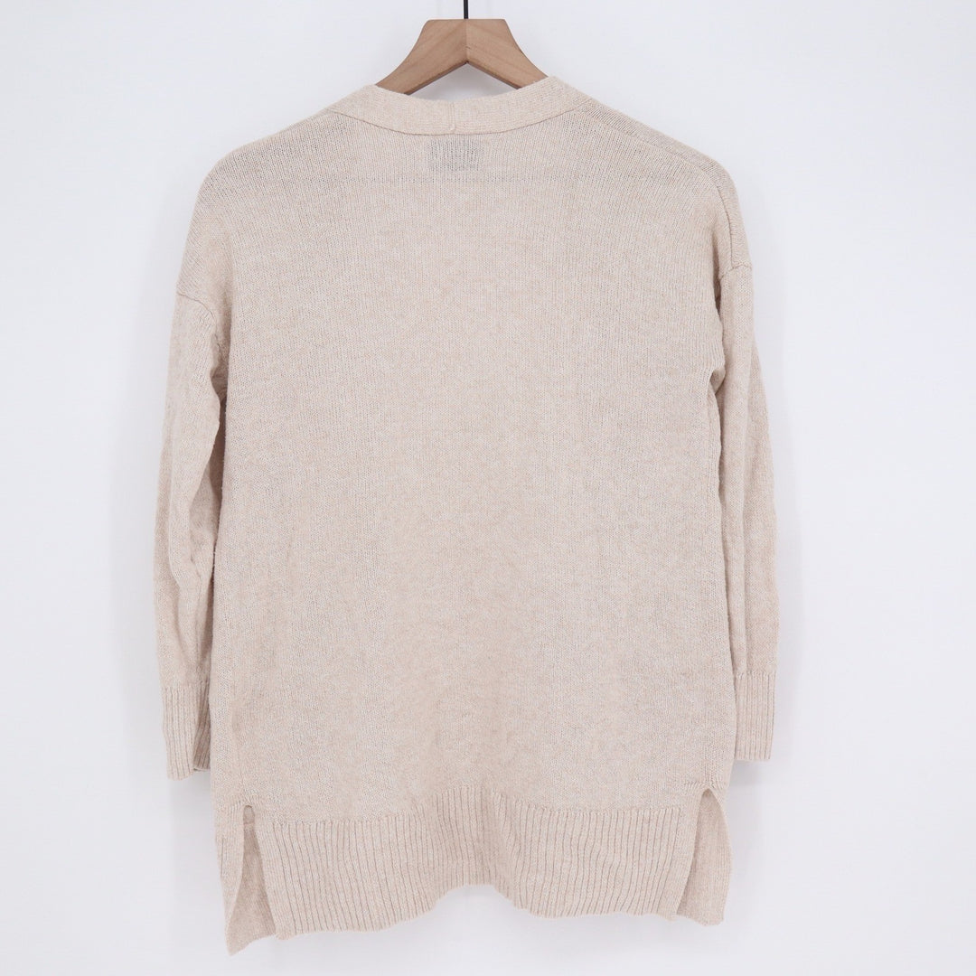 Old Navy Womens L Oatmeal Heather Open Front Cardigan Pocket Knit Sweater