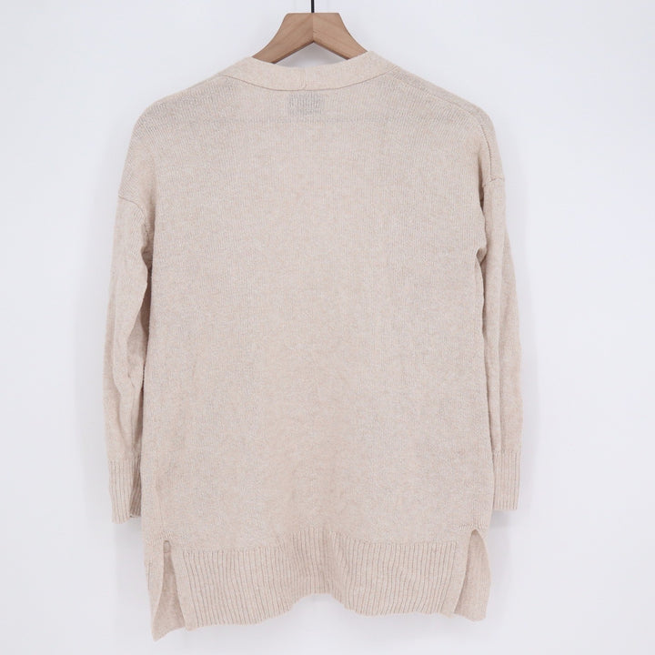 Old Navy Womens L Oatmeal Heather Open Front Cardigan Pocket Knit Sweater