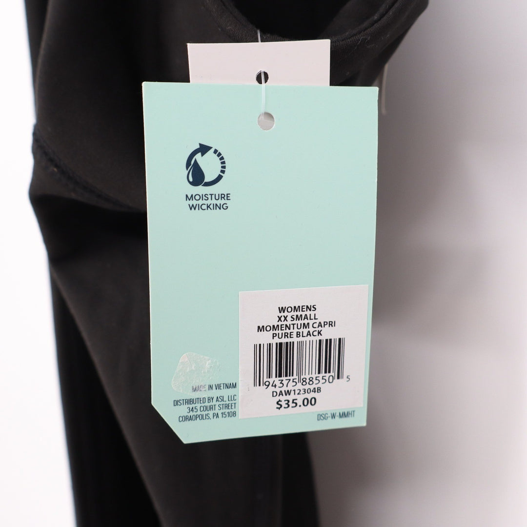 DSG Womens Momentum High Rise Capri Leggings Pure Black XXS