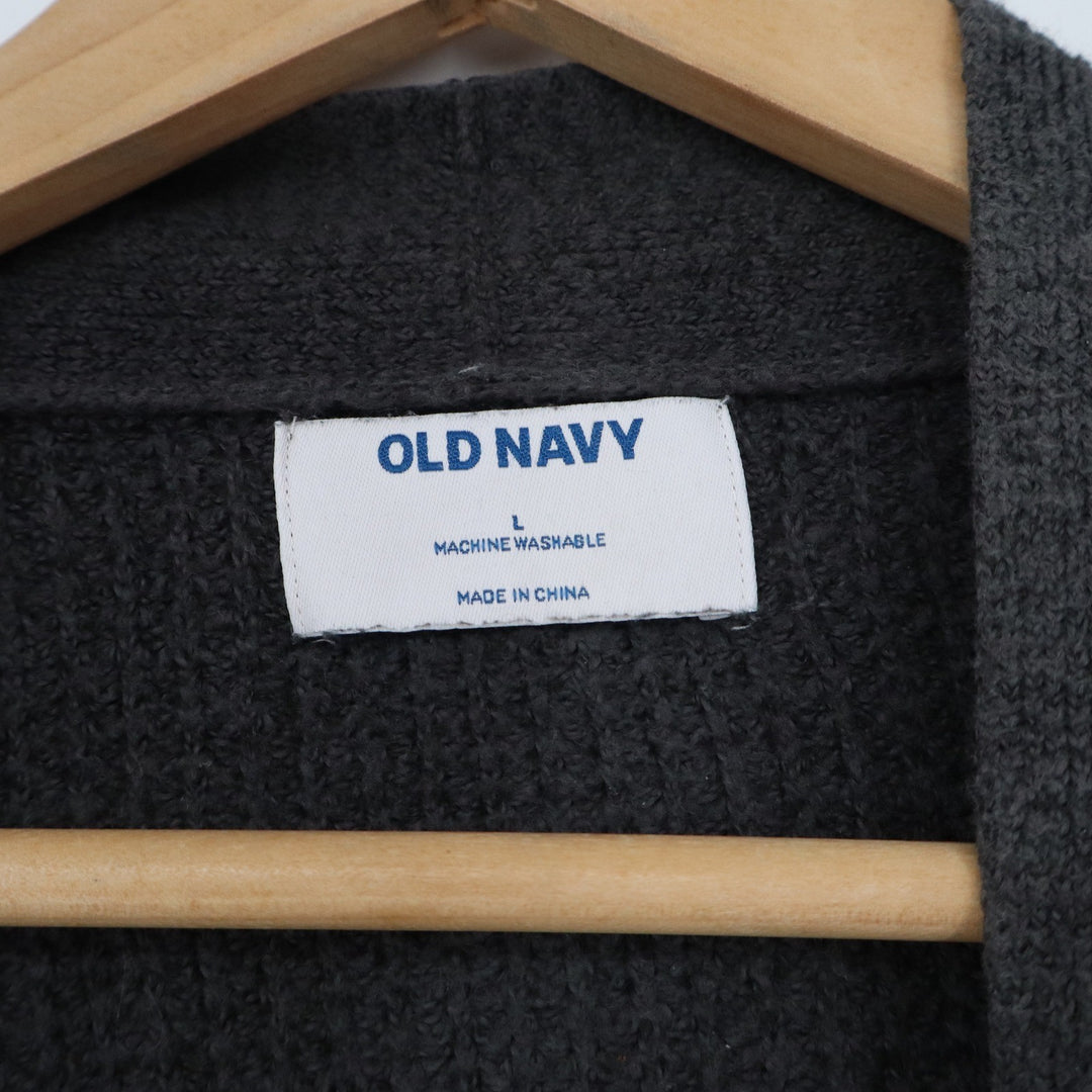 Old Navy Mens Large Charcoal Grey Waffle Knit Open Front Cardigan Sweater