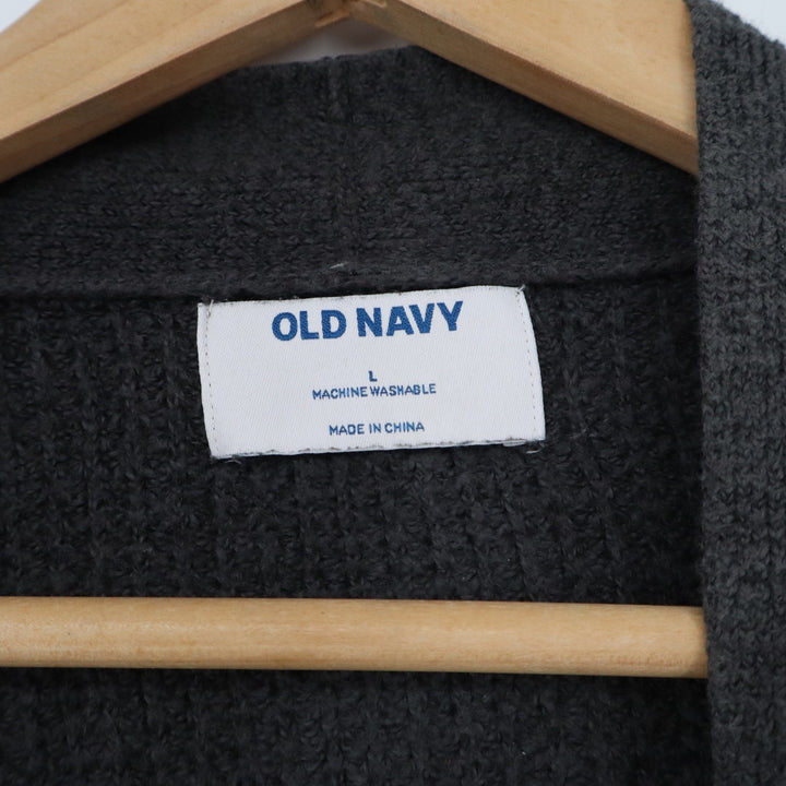 Old Navy Mens Large Charcoal Grey Waffle Knit Open Front Cardigan Sweater