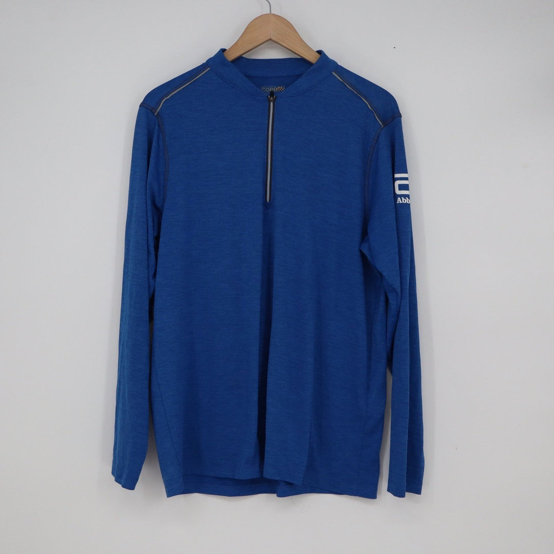 Core 365 Mens Abbott Logo Quarter Zip Pullover Blue Long Sleeve Size M