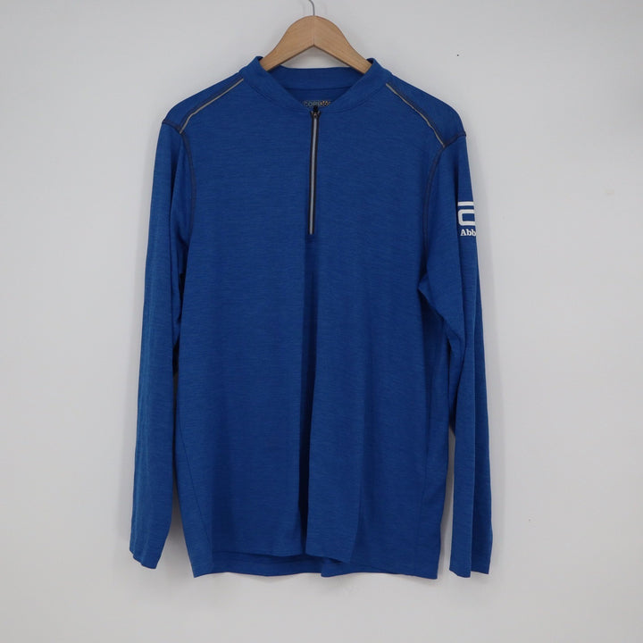 Core 365 Mens Abbott Logo Quarter Zip Pullover Blue Long Sleeve Size M