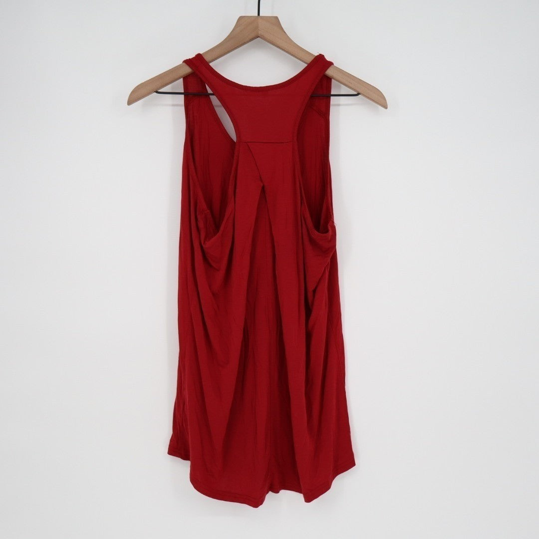 Tank Top Womens Large Red Stretch Pleated Racerback Sleeveless Pullover Workout