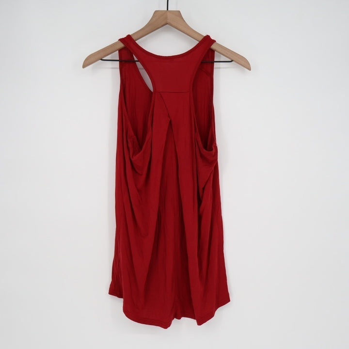 Tank Top Womens Large Red Stretch Pleated Racerback Sleeveless Pullover Workout