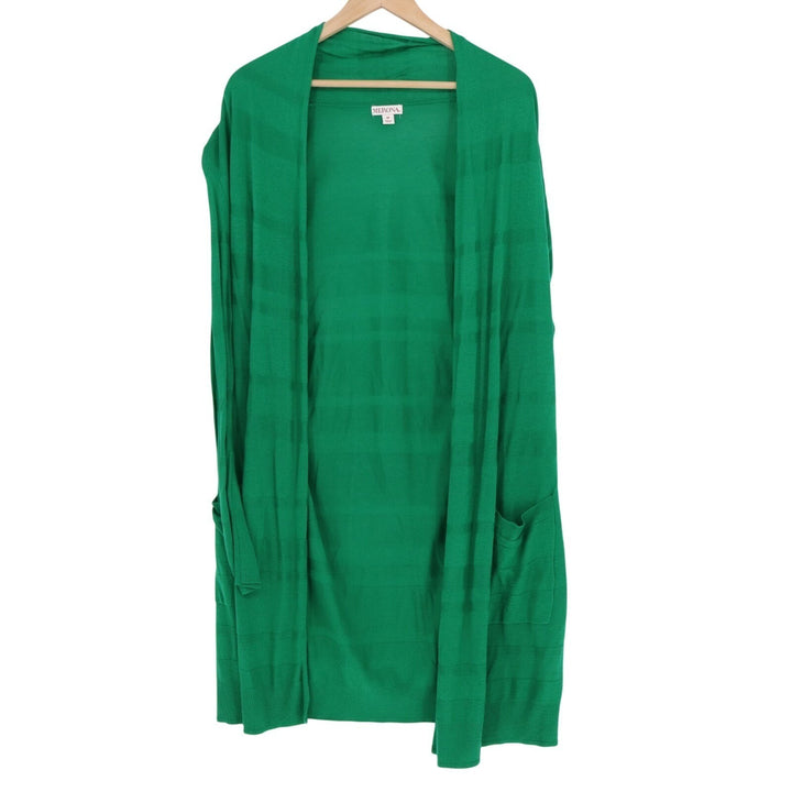 Merona Cardigan Sweater Womens Medium Green Patch Pockets Open Front Pullover