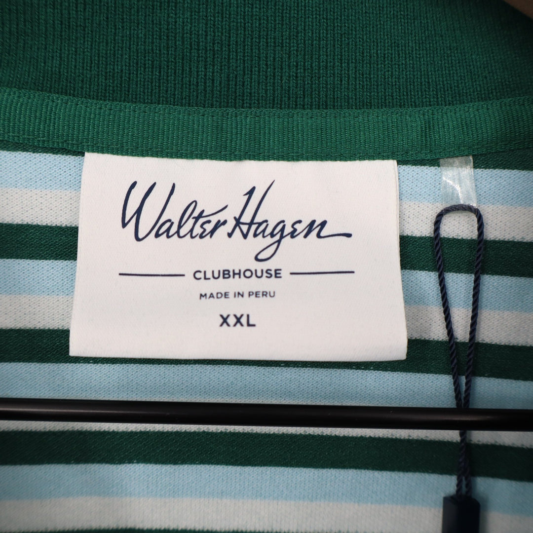Walter Hagen Mens XXL Clubhouse Stripe Pique Polo Green Blue