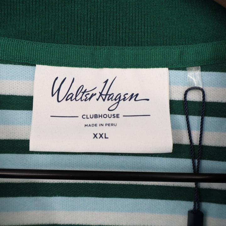 Walter Hagen Mens XXL Clubhouse Stripe Pique Polo Green Blue