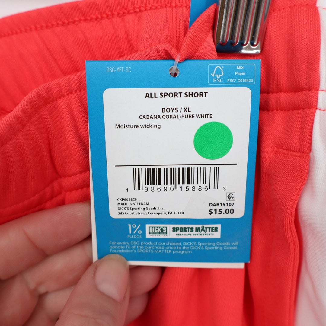 DSG Boys All Sport Short Cabana Coral Pure White XL 18 NEW