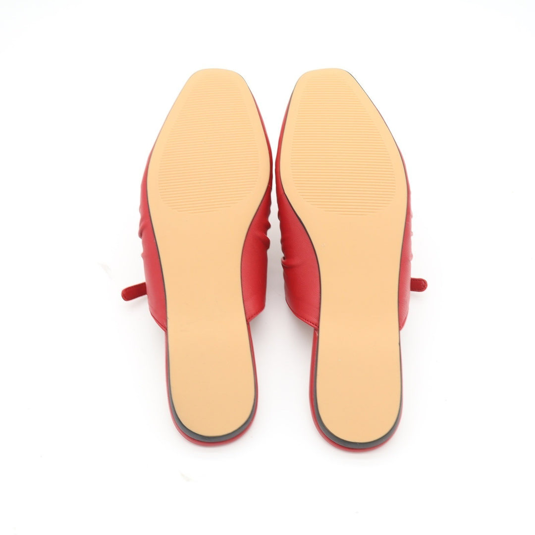 Steve Madden Gisele Red Leather Ruched Mary Jane Flat Mules Womens 8.5M
