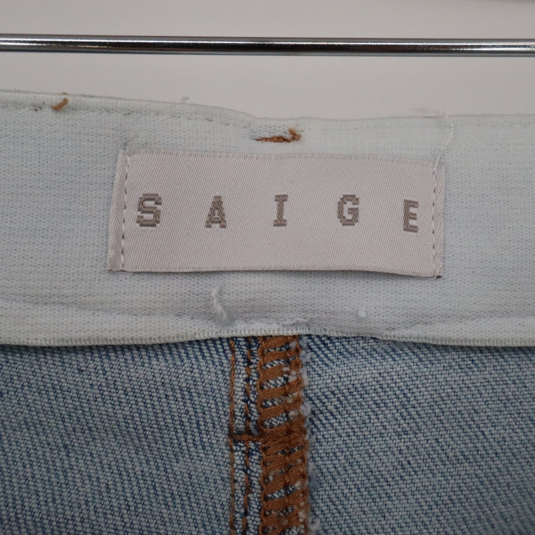 Saige Barrel Jeans Light Wash Floral Eyelet Embroidered Tummy Control 13/31 NEW