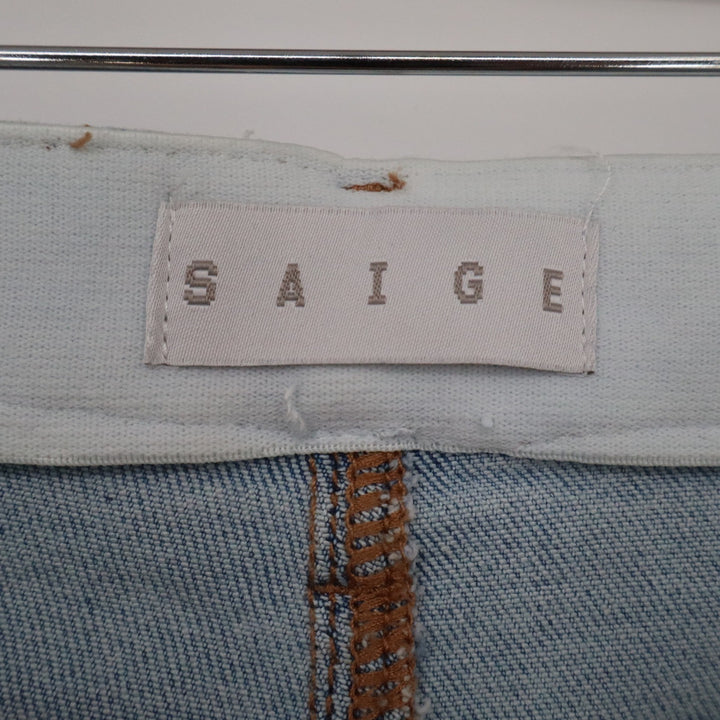 Saige Barrel Jeans Light Wash Floral Eyelet Embroidered Tummy Control 13/31 NEW