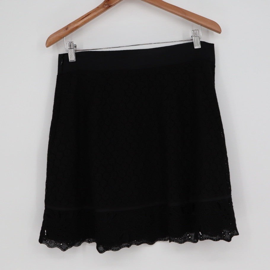 LOFT Black Lace Overlay A Line Skirt Size 8