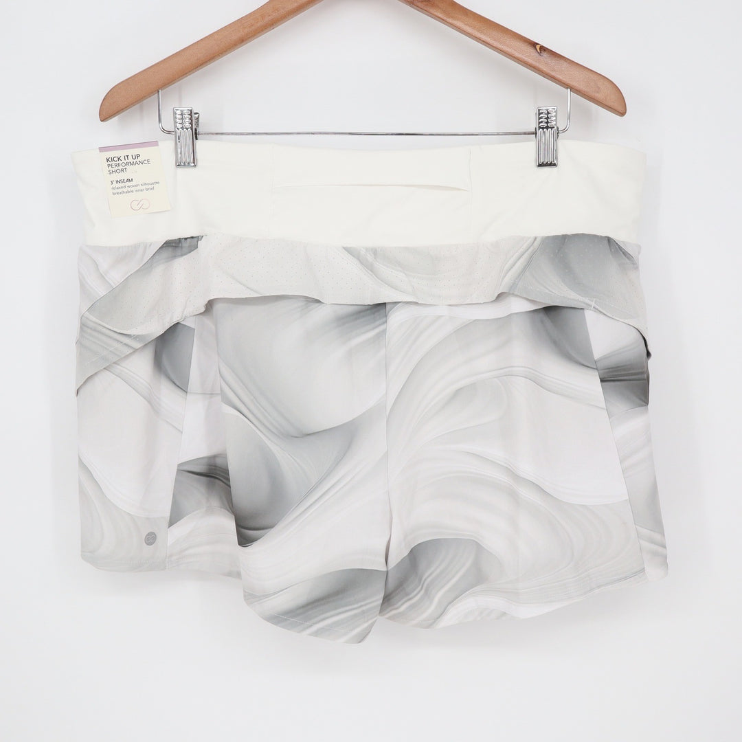 Calia Kick It Up Mid Rise Shorts XXL Dune Print Grey Womens