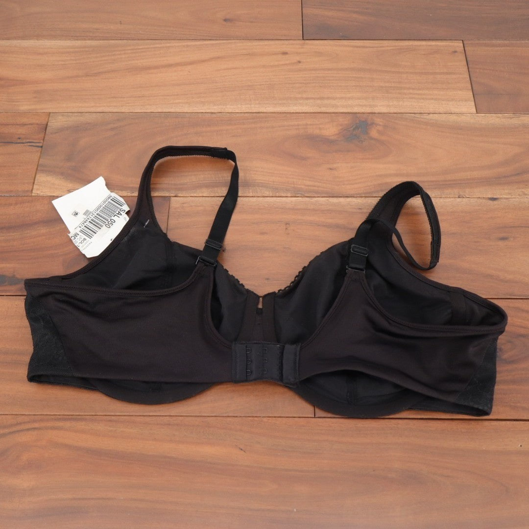 Bali Satin Tracings Lace Minimizer Bra Women 42C Black Nylon Stretch Full-Figure