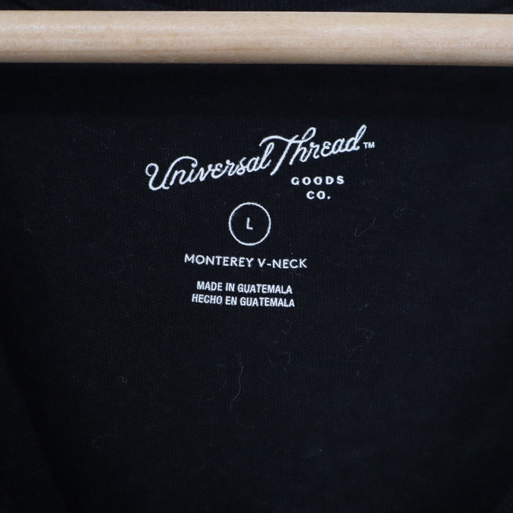 Universal Thread Monterey V-Neck Pocket Tee Black Cotton Short Sleeve Shirt L