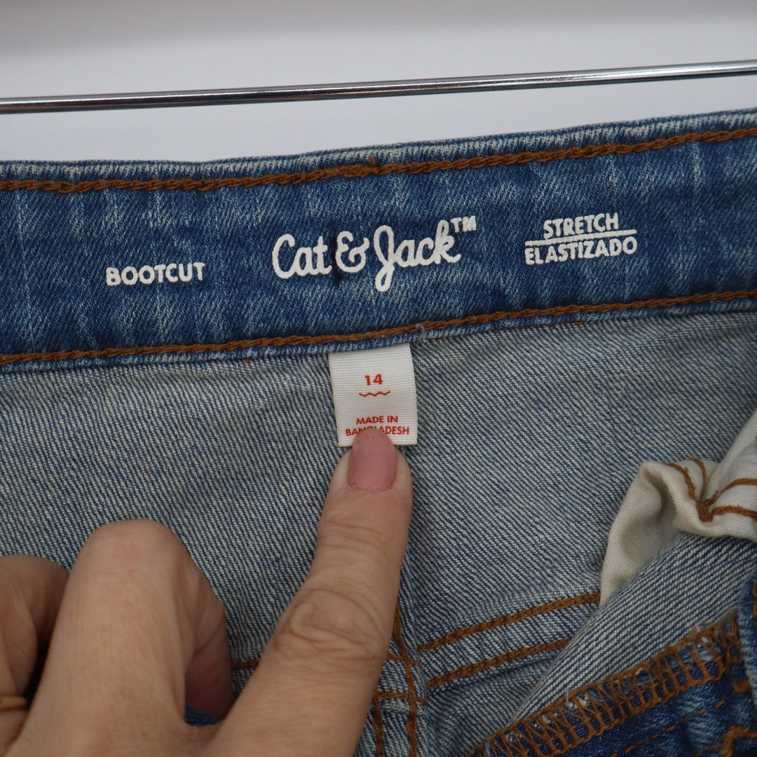 Cat & Jack Girls Medium Wash Bootcut Stretch Denim Jeans Size 14