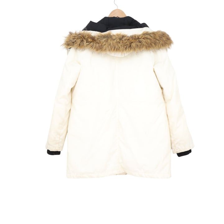 Vince Camuto Womens Ivory Faux Fur Trim Hooded Parka Jacket Coat Size Large