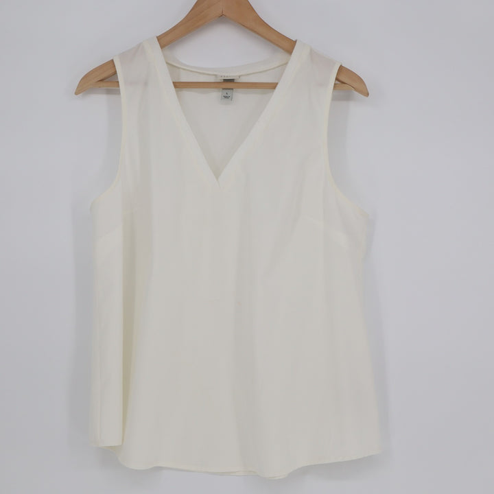 A New Day Tank Top Womens Large White Polyester Stretch V Neck Double Lined