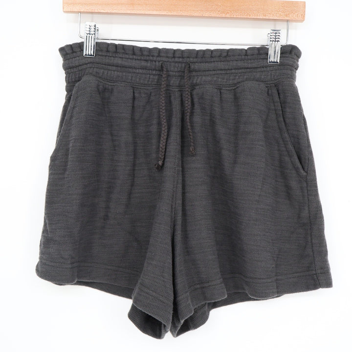 Aerie Womens Charcoal Gray Waffle Knit Lounge Shorts Size S High Rise Drawstring