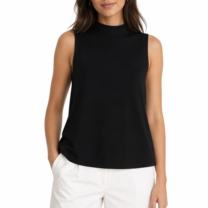 Torrid Tank Top Womens 1X Black Cotton Stretch Mock Neck Sleeveless Pullover