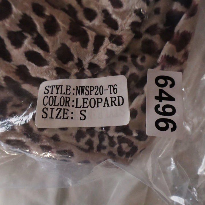 Naked Wardrobe Leopard Print Knot Front Puff Sleeve Crop Top Small