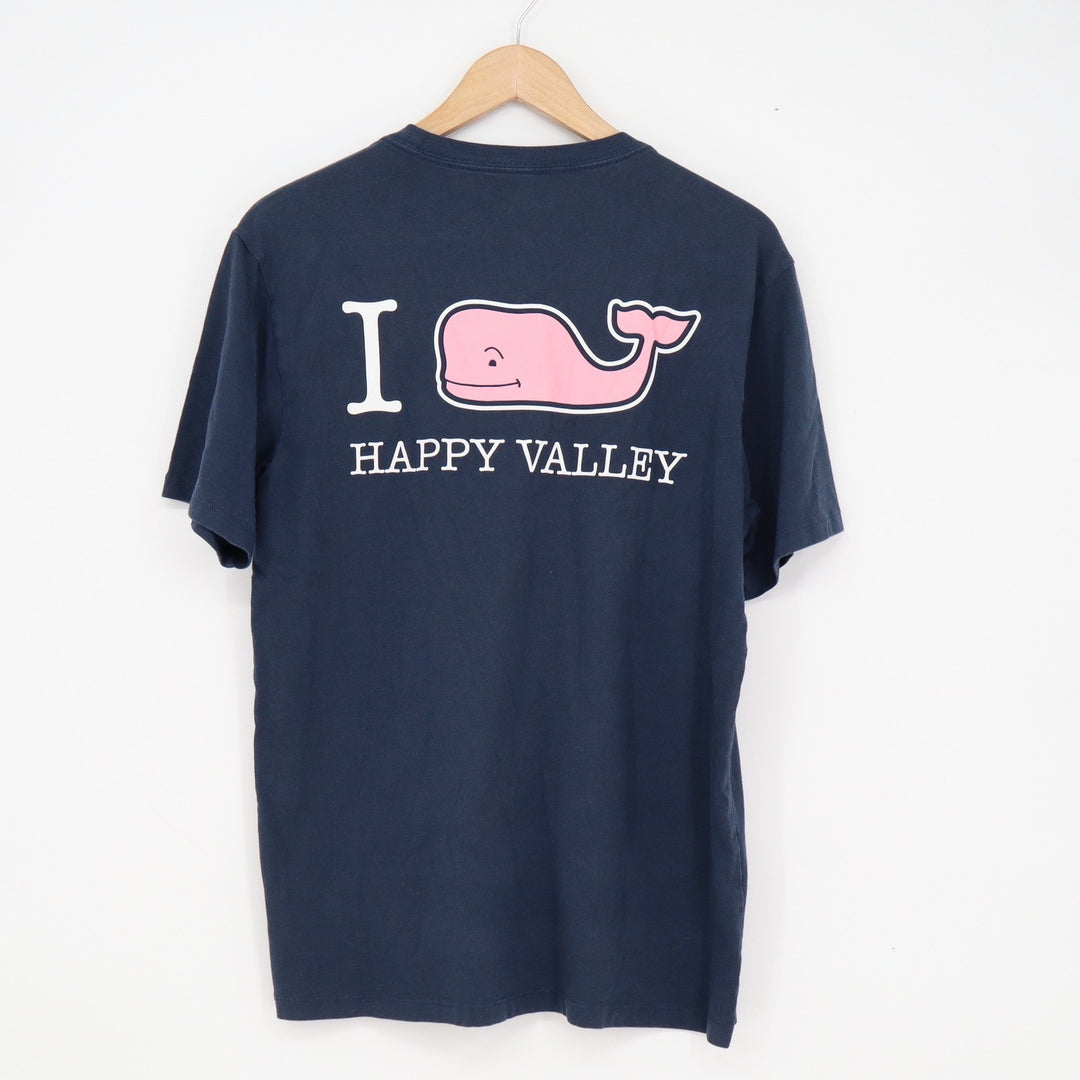 Vineyard Vines Mens Small Navy Blue I Whale Happy Valley Pocket Graphic T-Shirt