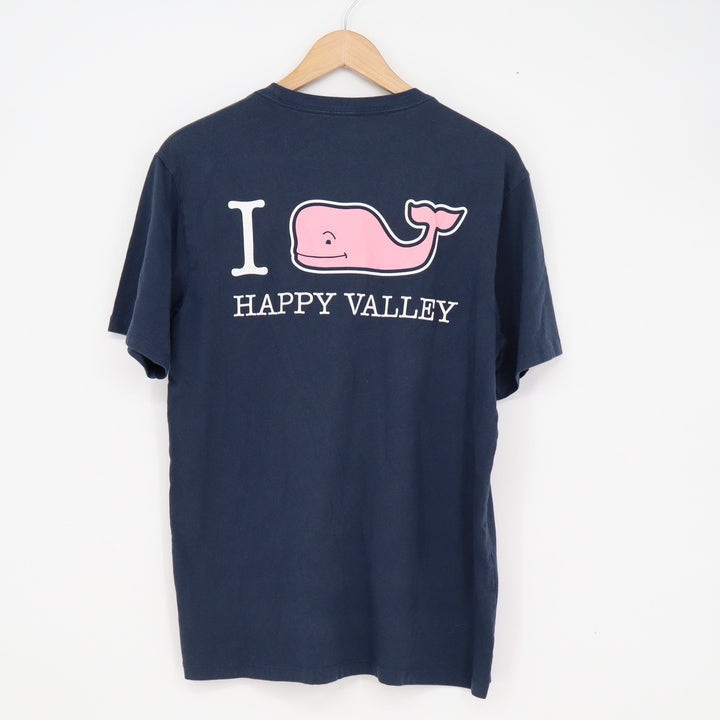 Vineyard Vines Mens Small Navy Blue I Whale Happy Valley Pocket Graphic T-Shirt