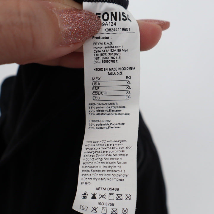 Leonisa Black White One Piece Swimsuit Ruched Tummy Control Size XL