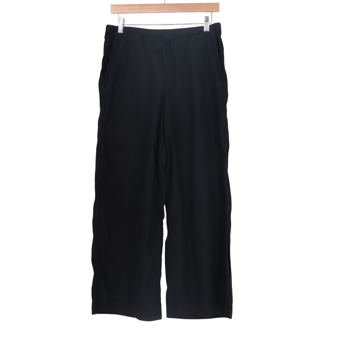 Athleta Track Pants Womens Small Black Stretch Slash Pockets Drawstring Wide Leg